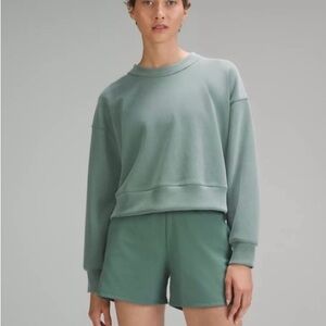 lululemon softstreme perfectly oversized crop crew in medium forest